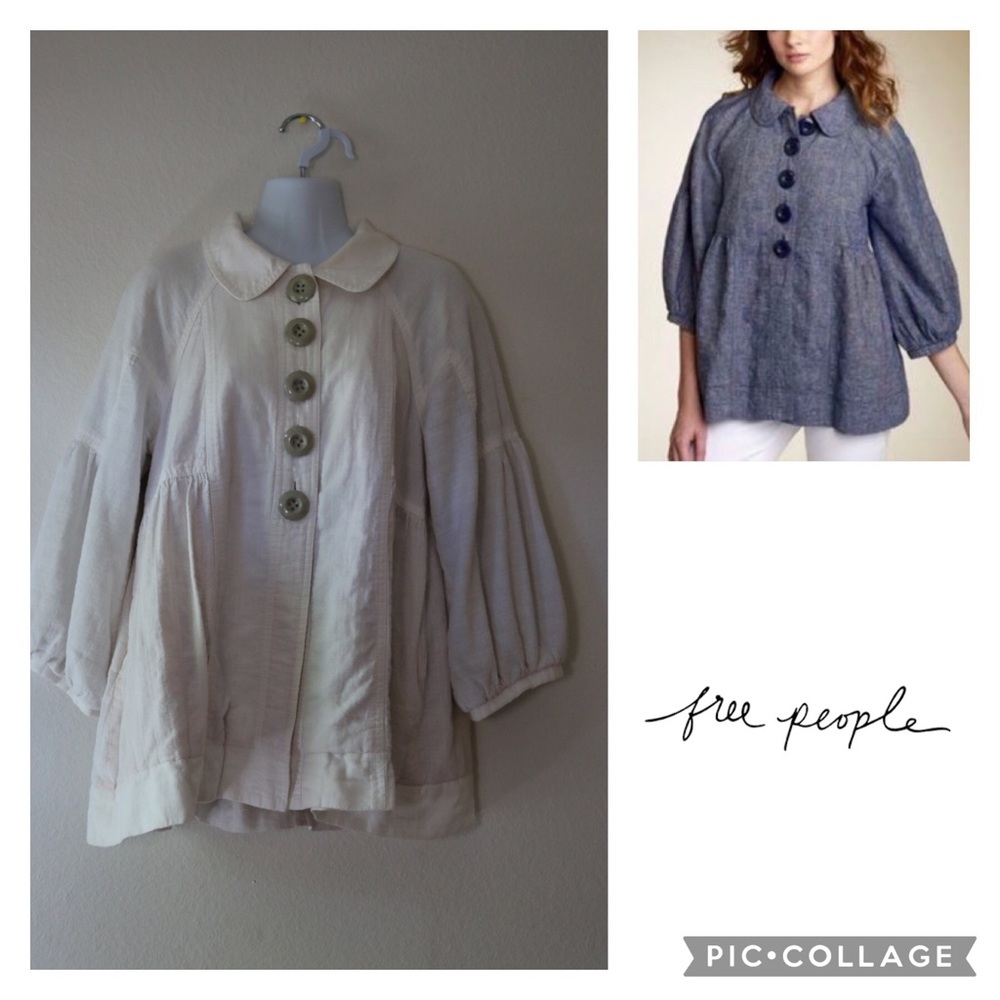 Free People Linen Blend Swing Jacket